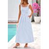 imagePRETTYGARDEN Womens 2026 Summer Spaghetti Strap Maxi Dresses Plaid Square Neck A Line Casual Beach Vacation Long SundressLight Blue