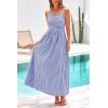 imagePRETTYGARDEN Womens 2026 Summer Spaghetti Strap Maxi Dresses Plaid Square Neck A Line Casual Beach Vacation Long SundressNavy