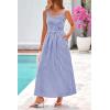 imagePRETTYGARDEN Womens 2026 Summer Spaghetti Strap Maxi Dresses Plaid Square Neck A Line Casual Beach Vacation Long SundressNavy