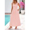 imagePRETTYGARDEN Womens 2026 Summer Spaghetti Strap Maxi Dresses Plaid Square Neck A Line Casual Beach Vacation Long SundressPink