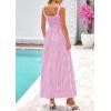 imagePRETTYGARDEN Womens 2026 Summer Spaghetti Strap Maxi Dresses Plaid Square Neck A Line Casual Beach Vacation Long SundressPink Purple