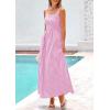 imagePRETTYGARDEN Womens 2026 Summer Spaghetti Strap Maxi Dresses Plaid Square Neck A Line Casual Beach Vacation Long SundressPink Purple