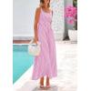 imagePRETTYGARDEN Womens 2026 Summer Spaghetti Strap Maxi Dresses Plaid Square Neck A Line Casual Beach Vacation Long SundressPink Purple