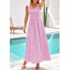 imagePRETTYGARDEN Womens 2026 Summer Spaghetti Strap Maxi Dresses Plaid Square Neck A Line Casual Beach Vacation Long SundressPink Purple