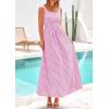 imagePRETTYGARDEN Womens 2026 Summer Spaghetti Strap Maxi Dresses Plaid Square Neck A Line Casual Beach Vacation Long SundressPink Purple