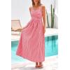 imagePRETTYGARDEN Womens 2026 Summer Spaghetti Strap Maxi Dresses Plaid Square Neck A Line Casual Beach Vacation Long SundressRed