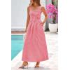 imagePRETTYGARDEN Womens 2026 Summer Spaghetti Strap Maxi Dresses Plaid Square Neck A Line Casual Beach Vacation Long SundressRed