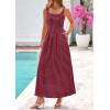 imagePRETTYGARDEN Womens 2026 Summer Spaghetti Strap Maxi Dresses Plaid Square Neck A Line Casual Beach Vacation Long SundressRed Black