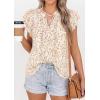 imagePRETTYGARDEN Womens Boho Flutter Sleeve Blouses Floral Print V Neck Summer Tops Casual Dressy Work Shirts Spring ClothesApricot Red Flower