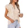 imagePRETTYGARDEN Womens Boho Flutter Sleeve Blouses Floral Print V Neck Summer Tops Casual Dressy Work Shirts Spring ClothesApricot Red Flower