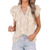 imagePRETTYGARDEN Womens Boho Flutter Sleeve Blouses Floral Print V Neck Summer Tops Casual Dressy Work Shirts Spring ClothesApricot Red Flower