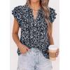 imagePRETTYGARDEN Womens Boho Flutter Sleeve Blouses Floral Print V Neck Summer Tops Casual Dressy Work Shirts Spring ClothesBlack Blue Flower