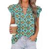 imagePRETTYGARDEN Womens Boho Flutter Sleeve Blouses Floral Print V Neck Summer Tops Casual Dressy Work Shirts Spring ClothesBlue Purple Floral