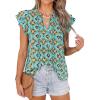 imagePRETTYGARDEN Womens Boho Flutter Sleeve Blouses Floral Print V Neck Summer Tops Casual Dressy Work Shirts Spring ClothesBlue Purple Floral