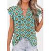 imagePRETTYGARDEN Womens Boho Flutter Sleeve Blouses Floral Print V Neck Summer Tops Casual Dressy Work Shirts Spring ClothesBlue Purple Floral