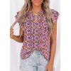 imagePRETTYGARDEN Womens Boho Flutter Sleeve Blouses Floral Print V Neck Summer Tops Casual Dressy Work Shirts Spring ClothesFloral Purple Red