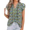 imagePRETTYGARDEN Womens Boho Flutter Sleeve Blouses Floral Print V Neck Summer Tops Casual Dressy Work Shirts Spring ClothesGreen Blue Flower