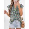 imagePRETTYGARDEN Womens Boho Flutter Sleeve Blouses Floral Print V Neck Summer Tops Casual Dressy Work Shirts Spring ClothesGreen Blue Flower