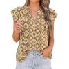 imagePRETTYGARDEN Womens Boho Flutter Sleeve Blouses Floral Print V Neck Summer Tops Casual Dressy Work Shirts Spring ClothesYellow Floral