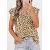 imagePRETTYGARDEN Womens Boho Flutter Sleeve Blouses Floral Print V Neck Summer Tops Casual Dressy Work Shirts Spring ClothesYellow Floral