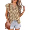 imagePRETTYGARDEN Womens Boho Flutter Sleeve Blouses Floral Print V Neck Summer Tops Casual Dressy Work Shirts Spring ClothesYellow Floral