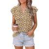 imagePRETTYGARDEN Womens Boho Flutter Sleeve Blouses Floral Print V Neck Summer Tops Casual Dressy Work Shirts Spring ClothesYellow Floral