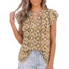 imagePRETTYGARDEN Womens Boho Flutter Sleeve Blouses Floral Print V Neck Summer Tops Casual Dressy Work Shirts Spring ClothesYellow Floral