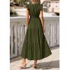 imagePRETTYGARDEN Womens Boho Maxi Dresses 2026 Summer Floral Lace Eyelet V Neck Spring Wedding Guest Dress Beach Vacation ClothesArmy Green