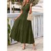 imagePRETTYGARDEN Womens Boho Maxi Dresses 2026 Summer Floral Lace Eyelet V Neck Spring Wedding Guest Dress Beach Vacation ClothesArmy Green