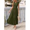 imagePRETTYGARDEN Womens Boho Maxi Dresses 2026 Summer Floral Lace Eyelet V Neck Spring Wedding Guest Dress Beach Vacation ClothesArmy Green