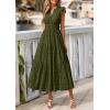 imagePRETTYGARDEN Womens Boho Maxi Dresses 2026 Summer Floral Lace Eyelet V Neck Spring Wedding Guest Dress Beach Vacation ClothesArmy Green