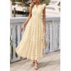imagePRETTYGARDEN Womens Boho Maxi Dresses 2026 Summer Floral Lace Eyelet V Neck Spring Wedding Guest Dress Beach Vacation ClothesBeige