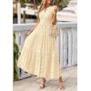 imagePRETTYGARDEN Womens Boho Maxi Dresses 2026 Summer Floral Lace Eyelet V Neck Spring Wedding Guest Dress Beach Vacation ClothesBeige
