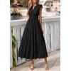 imagePRETTYGARDEN Womens Boho Maxi Dresses 2026 Summer Floral Lace Eyelet V Neck Spring Wedding Guest Dress Beach Vacation ClothesBlack