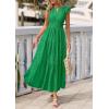 imagePRETTYGARDEN Womens Boho Maxi Dresses 2026 Summer Floral Lace Eyelet V Neck Spring Wedding Guest Dress Beach Vacation ClothesGreen