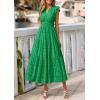 imagePRETTYGARDEN Womens Boho Maxi Dresses 2026 Summer Floral Lace Eyelet V Neck Spring Wedding Guest Dress Beach Vacation ClothesGreen