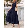 imagePRETTYGARDEN Womens Boho Maxi Dresses 2026 Summer Floral Lace Eyelet V Neck Spring Wedding Guest Dress Beach Vacation ClothesNavy Blue