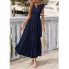 imagePRETTYGARDEN Womens Boho Maxi Dresses 2026 Summer Floral Lace Eyelet V Neck Spring Wedding Guest Dress Beach Vacation ClothesNavy Blue