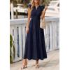 imagePRETTYGARDEN Womens Boho Maxi Dresses 2026 Summer Floral Lace Eyelet V Neck Spring Wedding Guest Dress Beach Vacation ClothesNavy Blue