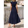 imagePRETTYGARDEN Womens Boho Maxi Dresses 2026 Summer Floral Lace Eyelet V Neck Spring Wedding Guest Dress Beach Vacation ClothesNavy Blue