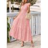 imagePRETTYGARDEN Womens Boho Maxi Dresses 2026 Summer Floral Lace Eyelet V Neck Spring Wedding Guest Dress Beach Vacation ClothesPink