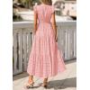 imagePRETTYGARDEN Womens Boho Maxi Dresses 2026 Summer Floral Lace Eyelet V Neck Spring Wedding Guest Dress Beach Vacation ClothesPink