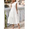 imagePRETTYGARDEN Womens Boho Maxi Dresses 2026 Summer Floral Lace Eyelet V Neck Spring Wedding Guest Dress Beach Vacation ClothesWhite