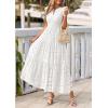 imagePRETTYGARDEN Womens Boho Maxi Dresses 2026 Summer Floral Lace Eyelet V Neck Spring Wedding Guest Dress Beach Vacation ClothesWhite