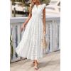 imagePRETTYGARDEN Womens Boho Maxi Dresses 2026 Summer Floral Lace Eyelet V Neck Spring Wedding Guest Dress Beach Vacation ClothesWhite