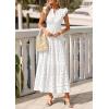 imagePRETTYGARDEN Womens Boho Maxi Dresses 2026 Summer Floral Lace Eyelet V Neck Spring Wedding Guest Dress Beach Vacation ClothesWhite