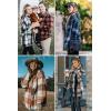 imagePRETTYGARDEN Womens Fall Clothes Plaid Shacket Jacket Trendy Casual Long Sleeve Button Down Flannel Shirts Fashion BlouseRed