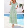imagePRETTYGARDEN Womens Floral Boho Maxi Dresses Flowy Short Sleeve A Line Smocked Eyelet 2026 Summer Beach Vacation ClothesFloral Light Green