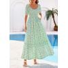 imagePRETTYGARDEN Womens Floral Boho Maxi Dresses Flowy Short Sleeve A Line Smocked Eyelet 2026 Summer Beach Vacation ClothesFloral Light Green