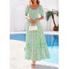 imagePRETTYGARDEN Womens Floral Boho Maxi Dresses Flowy Short Sleeve A Line Smocked Eyelet 2026 Summer Beach Vacation ClothesFloral Light Green
